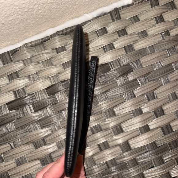 Coach Black Crossgrain Leather Corner Zip Wristlet Wallet Pouch F58032 - Picture 7 of 11